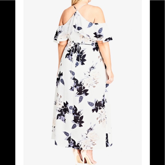 City Chic cream floral delicate ruffle maxi dress size large NWT - Picture 2 of 8